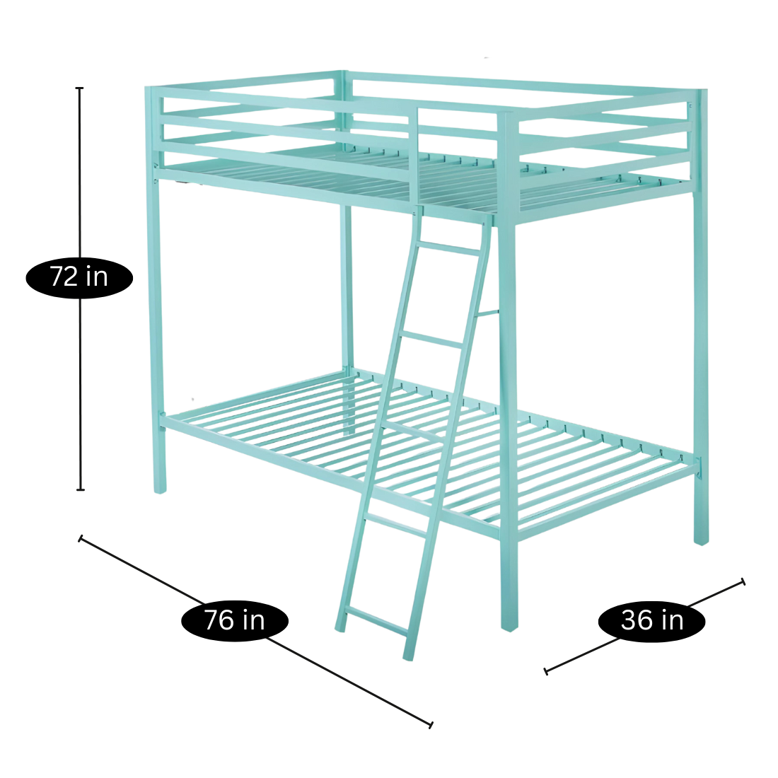 Ahmia Metal Bunk Bed in Sky Blue Colour - Space Saving Metal Bunk Bed