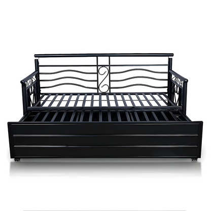 Black Crossandra Hydraulic Storage Metal Sofa Bed with Mattress & Pillow (Color - Multi)