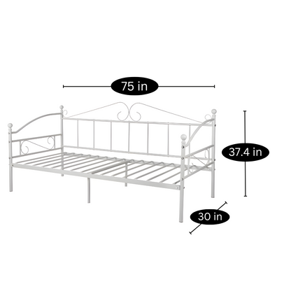 White Shire Three Seater Metal Sofa Diwan with Designer Headrest