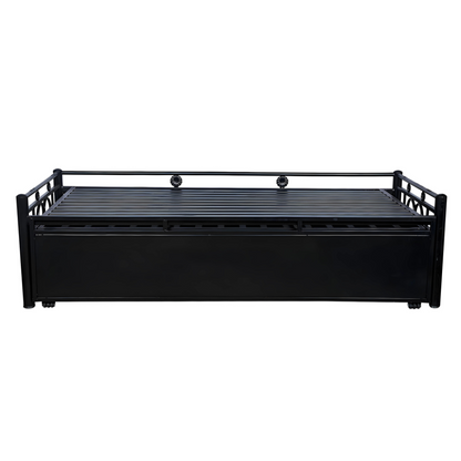 Black Philip Hydraulic Storage Metal Sofa Cum Bed with Mattress & Pillow (Color - Multi)