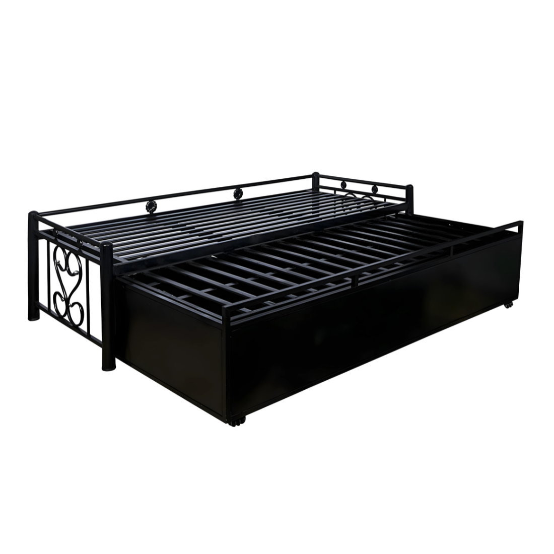 Black Philip Hydraulic Storage Metal Sofa Cum Bed with Mattress & Pillow (Color - Multi)