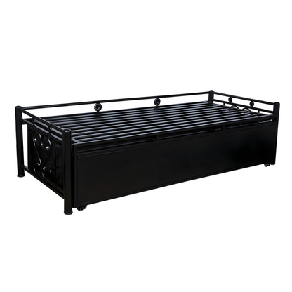 Black Philip Hydraulic Storage Metal Sofa Cum Bed with Mattress & Pillow (Color - Multi)