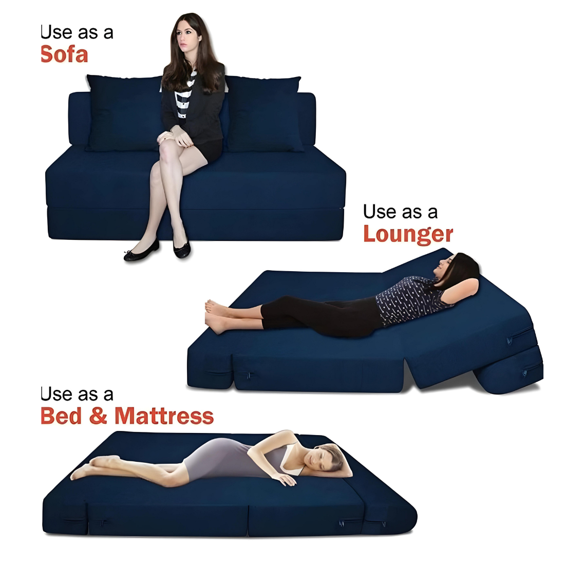 Grady Blue Foldable Sofa Bed Mattress