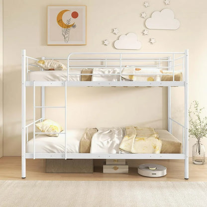 Callan Metal Bunk Bed in White Color - Space Saving Metal Bunk Bed