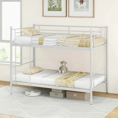 Callan Metal Bunk Bed in White Color - Space Saving Metal Bunk Bed