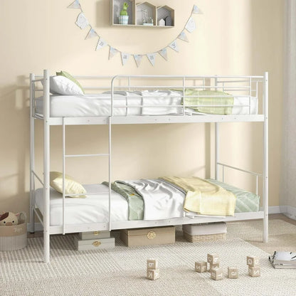 Callan Metal Bunk Bed in White Color - Space Saving Metal Bunk Bed