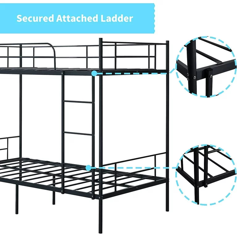 Ella Metal Bunk Bed in Black Color - Space Saving Metal Bunk Bed