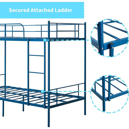 Ella Metal Bunk Bed in Blue Color - Space Saving Metal Bunk Bed