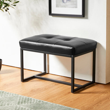 Mila Designer Black Ottoman Metal Bench with Black Cushion