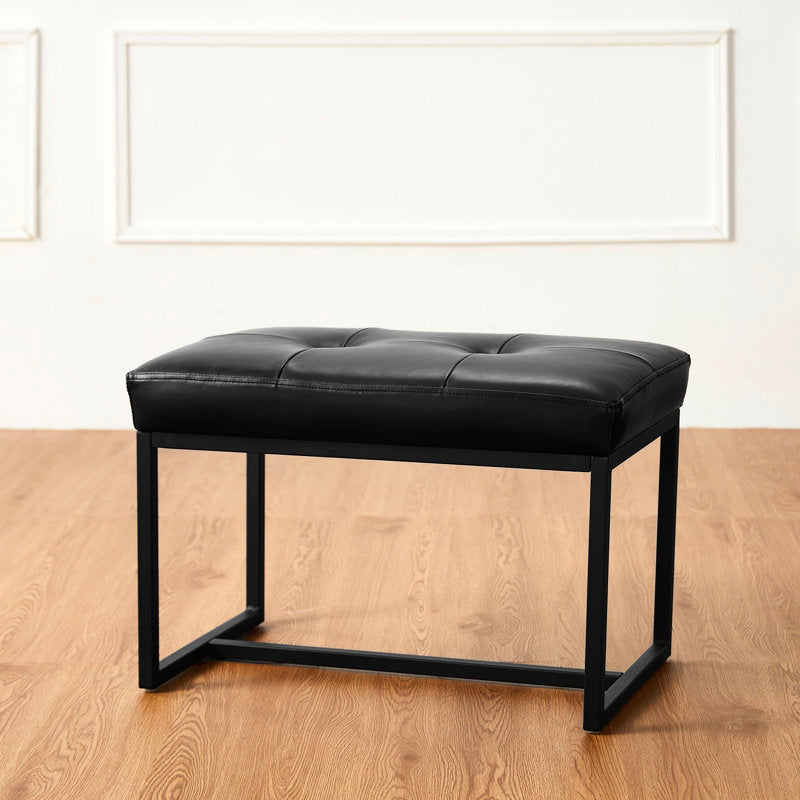 Mila Designer Black Ottoman Metal Bench with Black Cushion