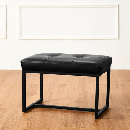 Mila Designer Black Ottoman Metal Bench with Black Cushion