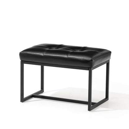 Mila Designer Black Ottoman Metal Bench with Black Cushion