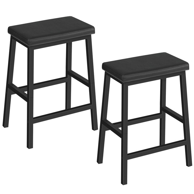 Faris Black Ottoman Metal Stool with Black Cushion