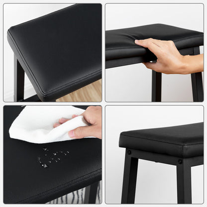 Faris Black Ottoman Metal Stool with Black Cushion