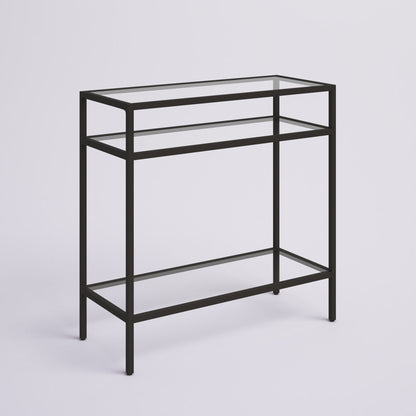 Metal Side Table in Black Finish and Powder Coating with Glass Top and Bottom