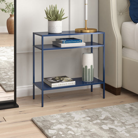 Metal Side Table in Blue Finish and Powder Coating