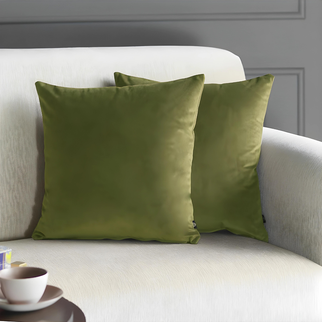 Green Velvet Set of 2 Cushion with Quality Material