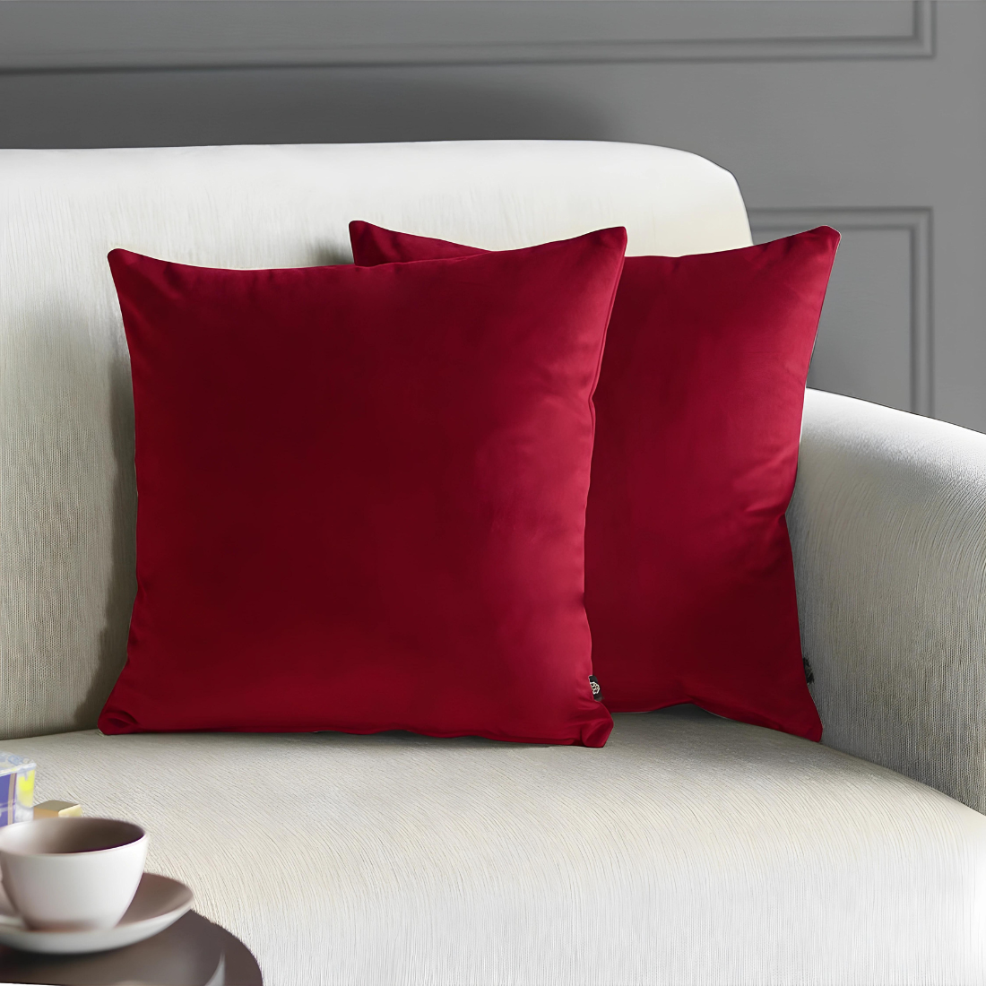 Red Velvet Set of 2 Cushion with Quality Material