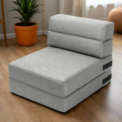 Safa Designer Light Grey Foldable Mattress Sofa Bed with Designer Cushion