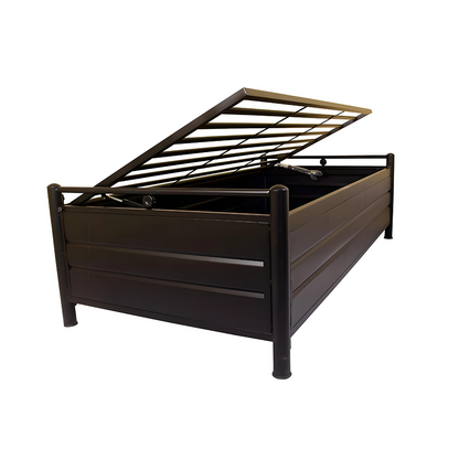 Tosca Hydraulic Storage Metal Diwan Bed (Color - Black)