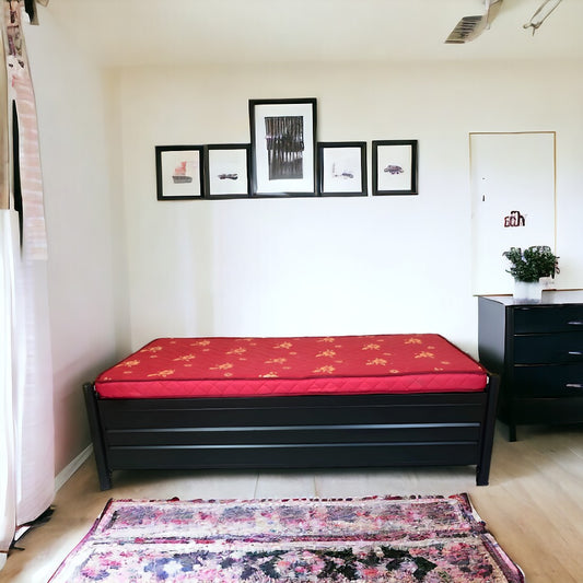 Tosca Hydraulic Storage Metal Diwan Bed (Color - Black)