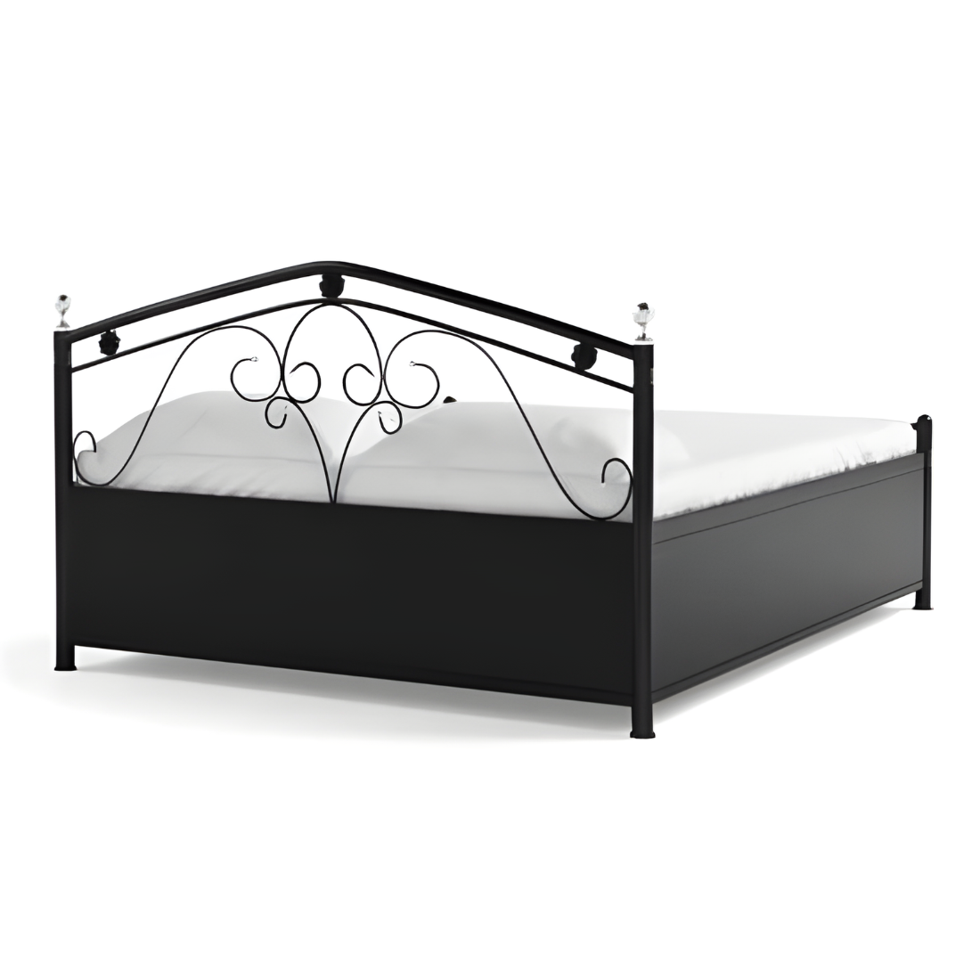 Turbo Hydraulic Storage Metal Bed (Color - Black) with Designer Headrest