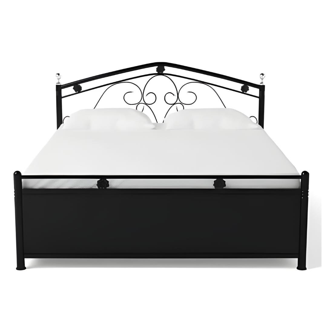 Turbo Hydraulic Storage Metal Bed (Color - Black) with Designer Headrest