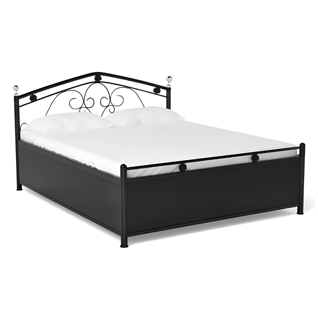 Turbo Hydraulic Storage Metal Bed (Color - Black) with Designer Headrest