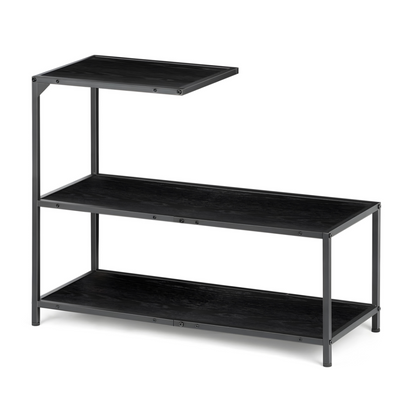 Designer Multi Purpose Metal Stand in Black Finish and Powder Coating with Wooden Slab