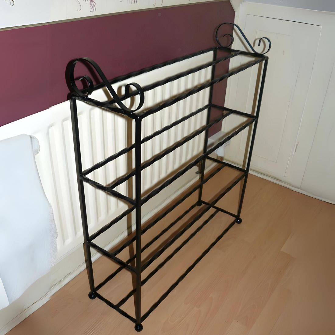 Multi Purpose Metal Shelf Stand in Black Finish - Metal Rack – Vibrant ...