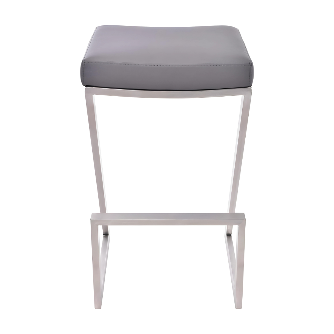 Stella Designer White Ottoman Metal Stool with Grey Cushion