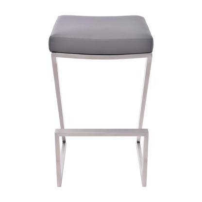 Stella Designer White Ottoman Metal Stool with Grey Cushion