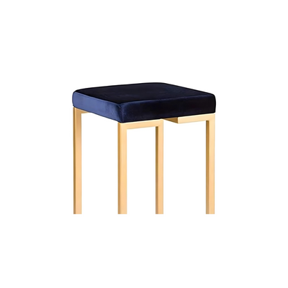 Myra Designer Golden Ottoman Metal Stool with Blue Cushion