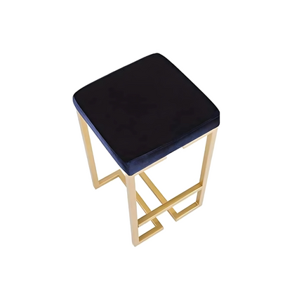 Myra Designer Golden Ottoman Metal Stool with Blue Cushion