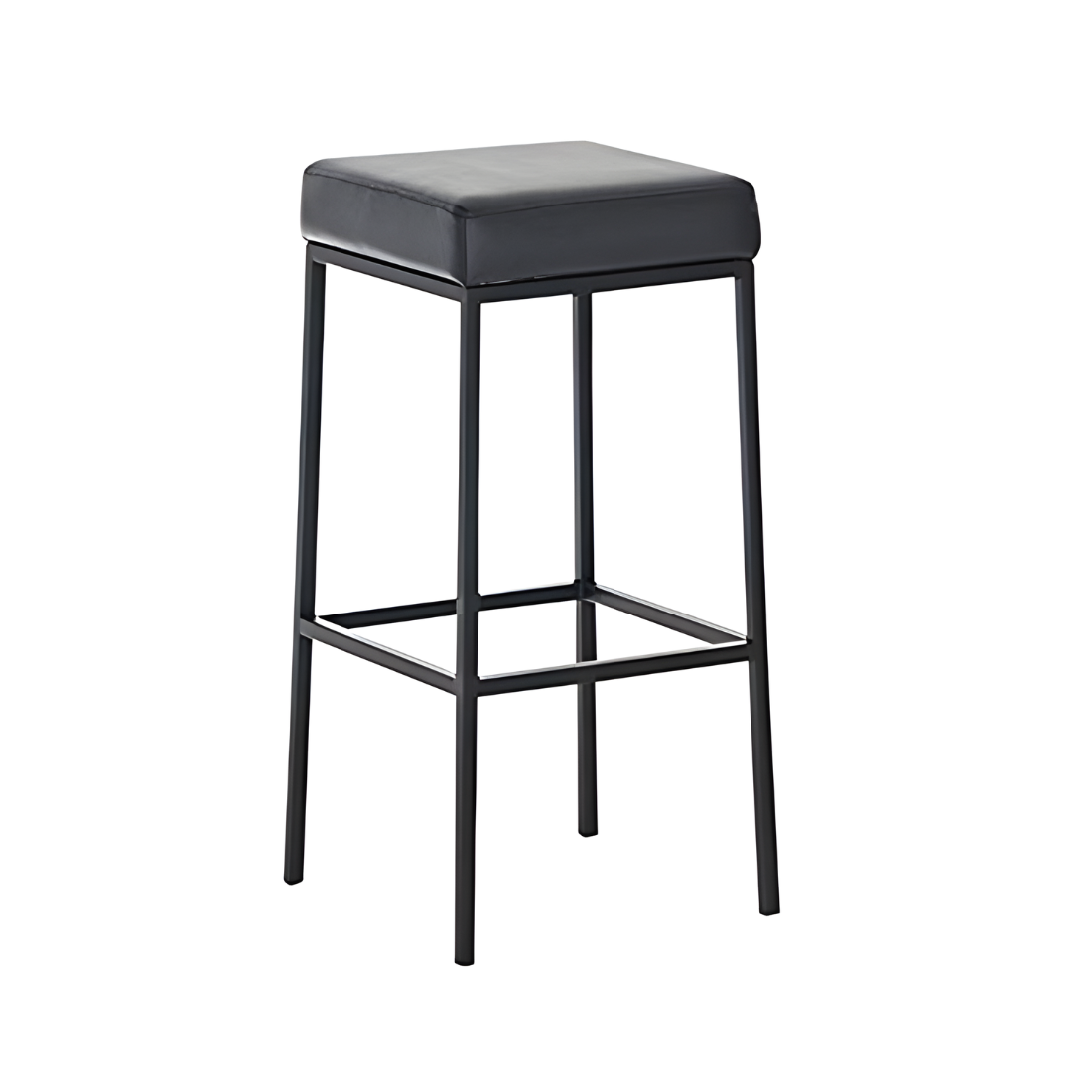 Lyla Designer Black Ottoman Metal Stool with Black Cushion