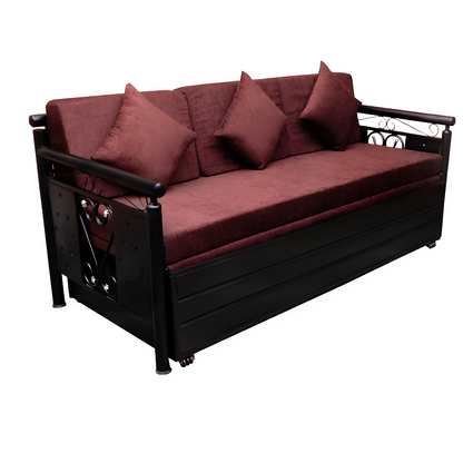 Black Crossandra Hydraulic Storage Metal Sofa Bed with Mattress & Pillow (Color - Rust)