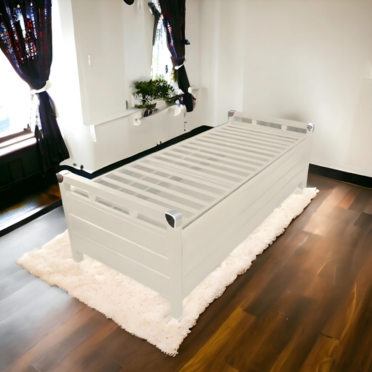 Posca Hydraulic Storage Metal Diwan Bed (Color - White)