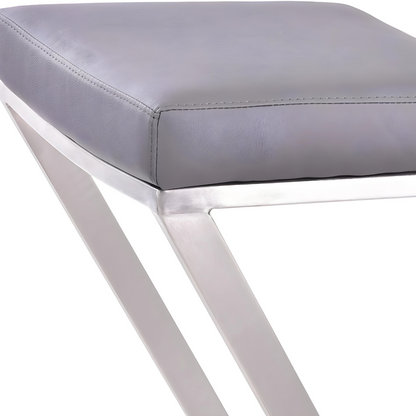 Stella Designer White Ottoman Metal Stool with Grey Cushion