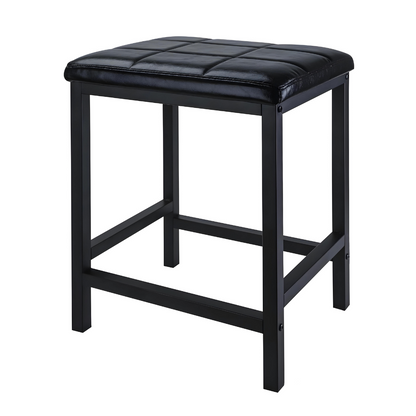 Falk Black Ottoman Metal Stool with Black Cushion