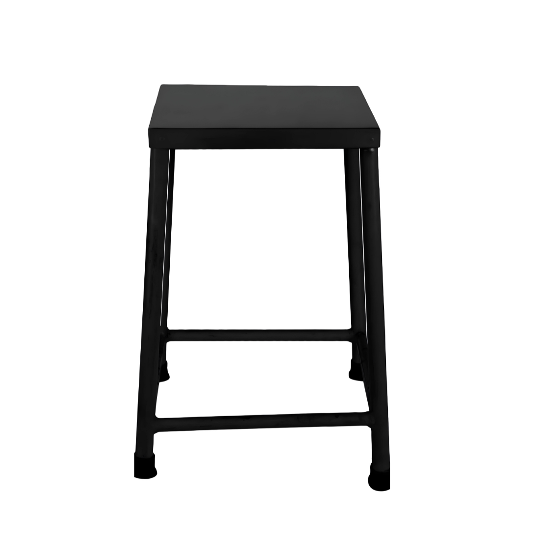 Silas Black Ottoman Metal Stool with Black Top