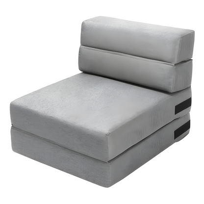 Safa Designer Light Grey Foldable Mattress Sofa Bed with Designer Cushion