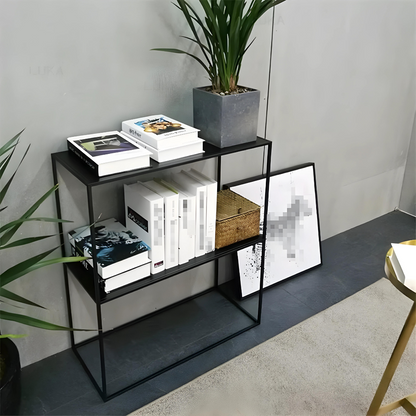 Multi Purpose Metal Shelf Stand in Black Finish and Powder Coating - Metal Rack