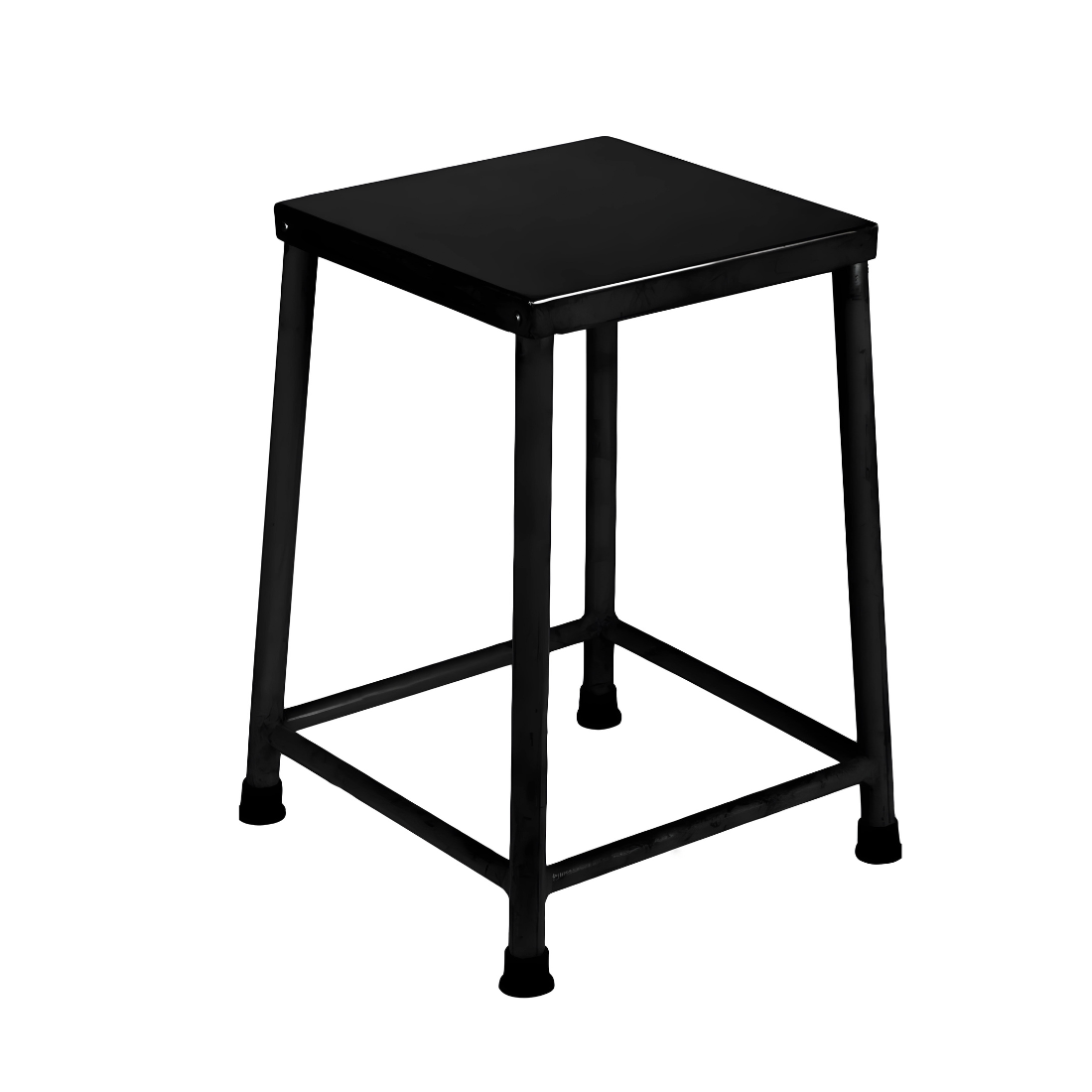 Silas Black Ottoman Metal Stool with Black Top