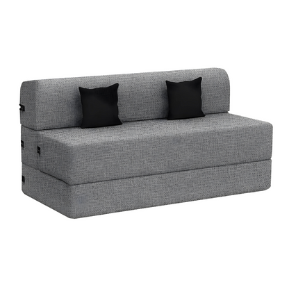 Lacy Grey Foldable Mattress Sofa Bed with Black Cushion