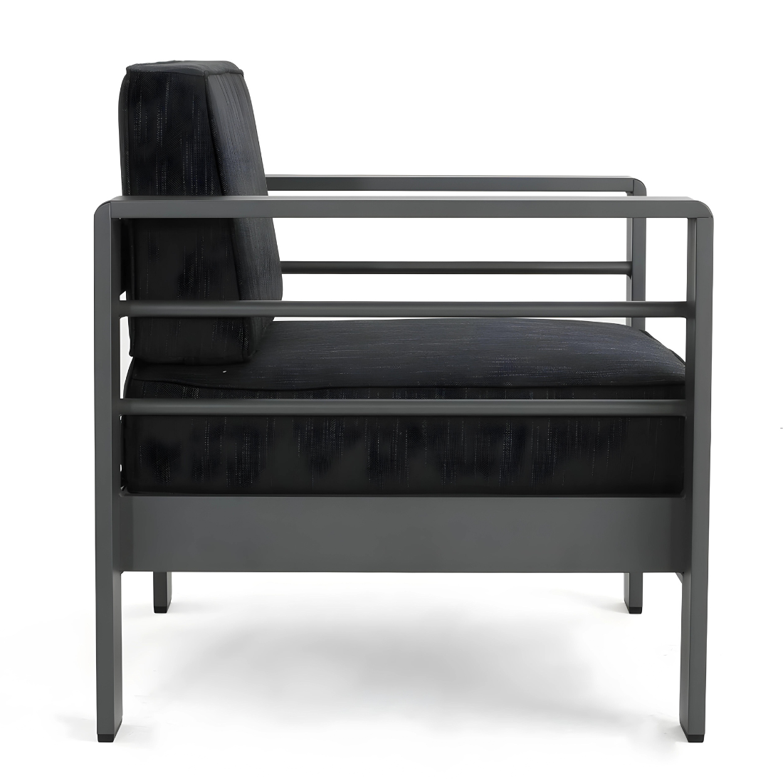 Grey Ebba 1 + 1 Two Seater Metal Sofa with Black Cushion