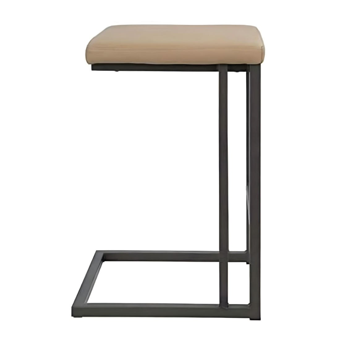 Metal Side Table in Black Finish and Powder Coating with Camel Cushion