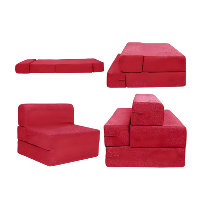 Gabby Red Foldable Mattress Sofa Bed with Designer Cushion