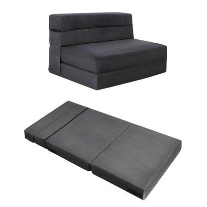 Galina Grey Foldable Mattress Sofa Bed with 1 Grey Cushion