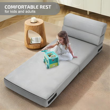 Safa Designer Light Grey Foldable Mattress Sofa Bed with Designer Cushion