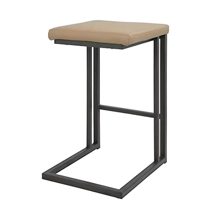 Metal Side Table in Black Finish and Powder Coating with Camel Cushion